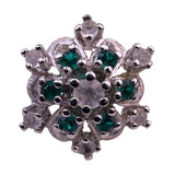 Vintage Uncas Sterling Silver Green & Clear Rhinestone Ring Elegant Design