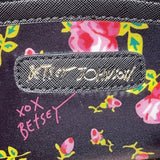 Betsey Johnson Women’s Black & Pink Floral Print With Gold Heart Detail Clutch
