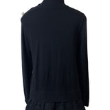 Kate Spade Broome Street Black Sweater With Lace Hem & Pearl Button Accents Sz M