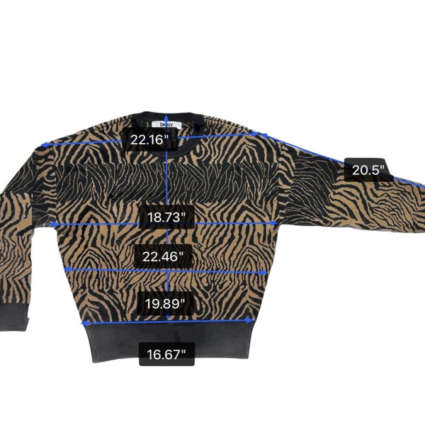 DKNY Womens Beige & Black Animal Print Sweater Size S