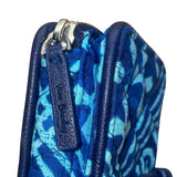 Vera Bradley Women’s Blue Patterned Cotton Zipper And ID Window Wristlet Wallet