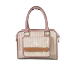 Ted Baker Women’s Pink & Cream Patent Stripe Detail Dual Top Handles Satchel