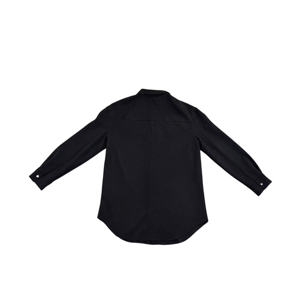 Truth Women Black Faux Leather Button-Down Shirt With Pockets Sz Small 