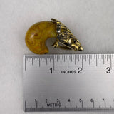 Vintage Clip-On Earrings Gold Tone & Amber Resin Deco Motif Swirl Design