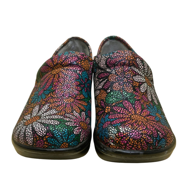 Jambu Women’s Multicolor Leather Floral Slip-On Wedge Miro Clogs Shoes Size 6.5M