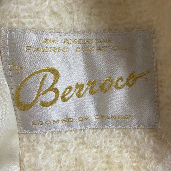 Adoria Kaufmanns Womens Beige Wool Coat Faux Fur Collar Button Closure Vintage