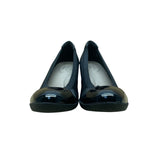 Clarks Women’s Black Leather Patent Cap Toe Wedge Ballet Flats Size 7M