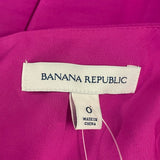 Banana Republic Fuchsia Flutter Sleeve Belted Dress Size 0 Lightweight Woven Fab