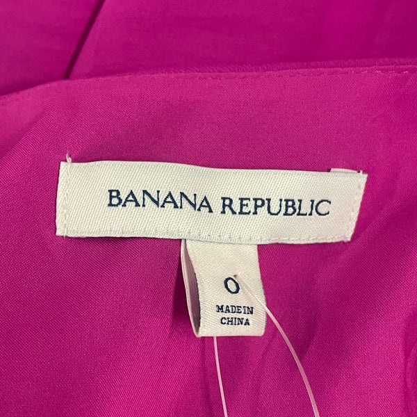 Banana Republic Fuchsia Flutter Sleeve Belted Dress Size 0 Lightweight Woven Fab