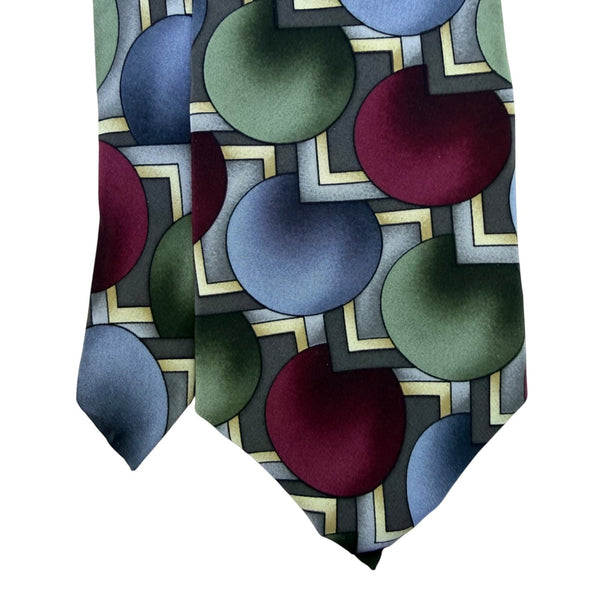J. Garcia Mens Multicolor Geometric 100% Silk Tie Hand Sewn In U.S.A. Art-Inspir