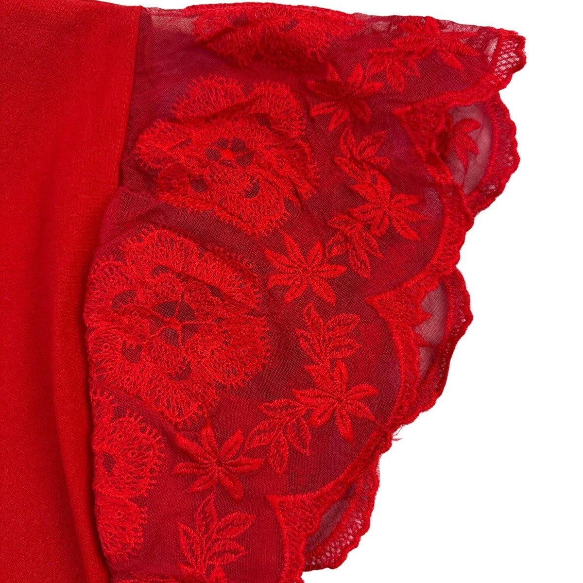 La Dama Womens Red Lace Sleeve Top Size S