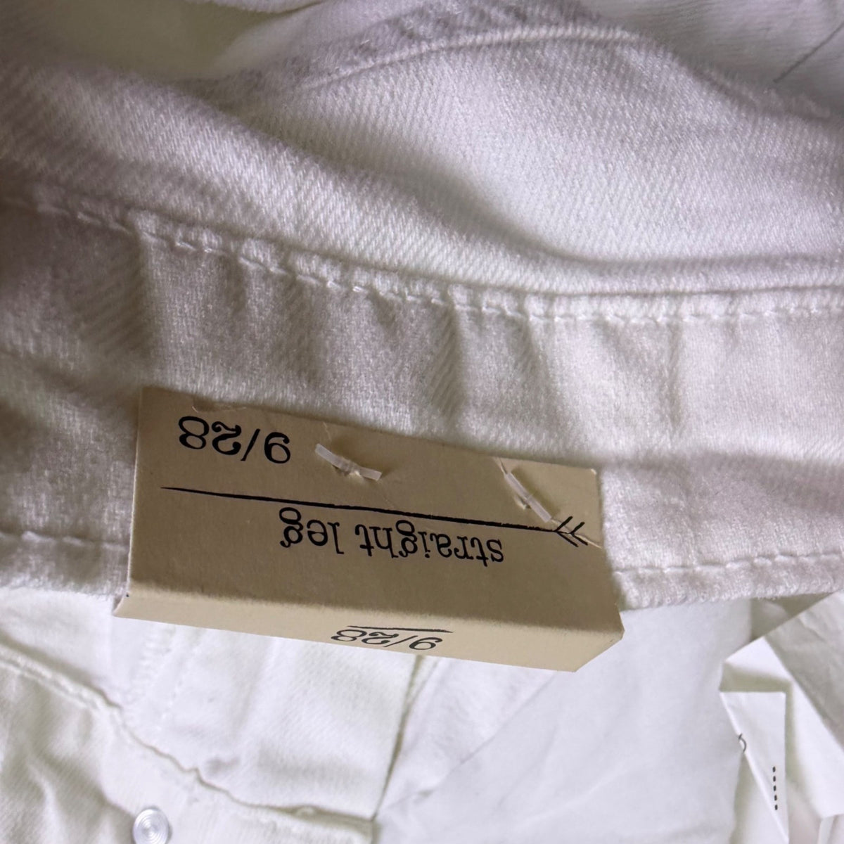 Banjara Womens White Distressed Straight-Leg Jeans With Raw Hem Size 9/28