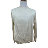 Bachrach Mens Cream 100% Silk Long Sleeve Sweater Grid Pattern Size L