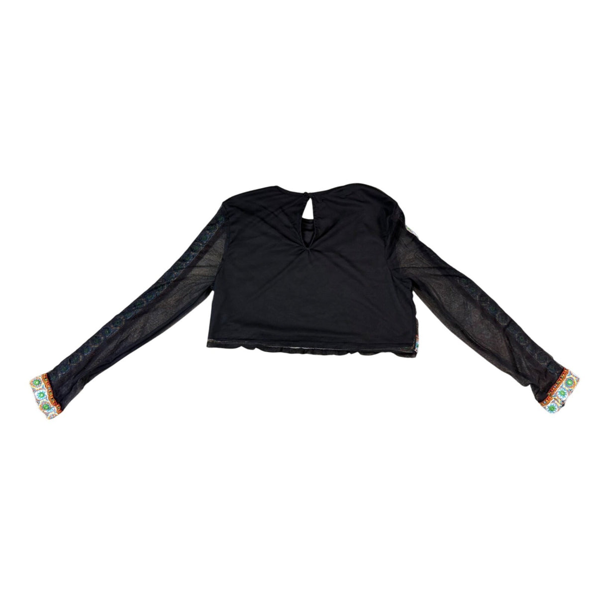 Missguided Womens Black Embroidered Sheer Crop Top UK Size 10