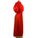 Lauren Ralph Lauren Womens Red Button-Up Puff Sleeve Midi Dress Sz 12 - New