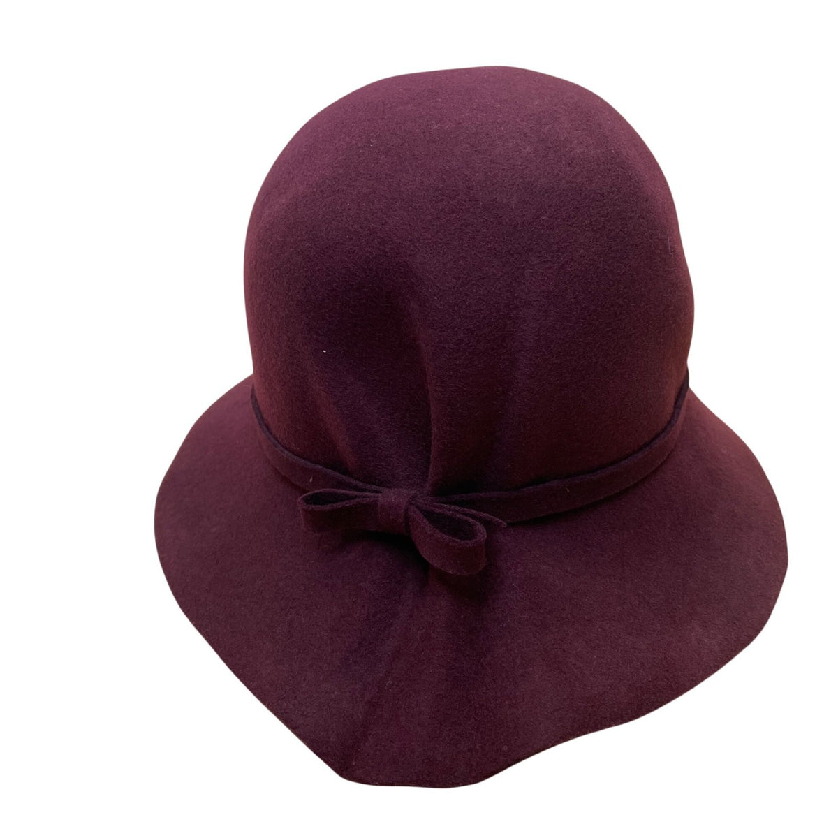 Charter Club Womens Burgundy Wool Cloche Hat With Bow Accent Made In Italy