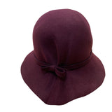 Charter Club Womens Burgundy Wool Cloche Hat With Bow Accent Made In Italy