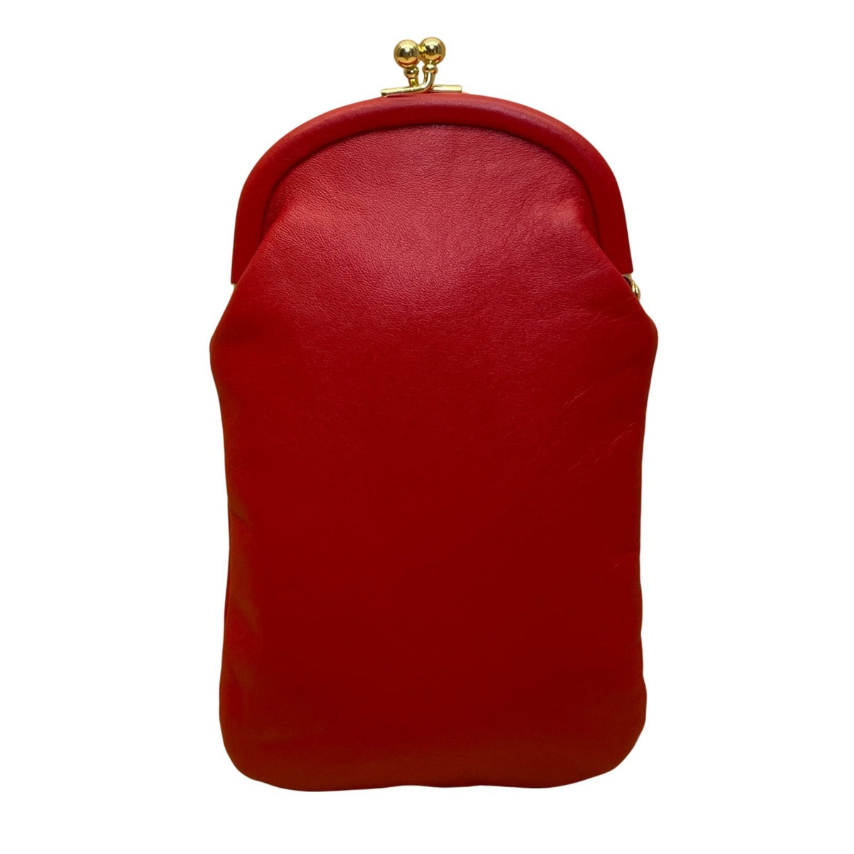 Budd Leather Women’s Red Leather Gold-Tone Clasp Closure Eyeglasses Purse