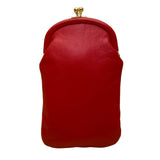 Budd Leather Women’s Red Leather Gold-Tone Clasp Closure Eyeglasses Purse