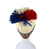 Handmade White & Multicolor Wool Knit Pom Pom Winter Hat With Fair Isle Pattern