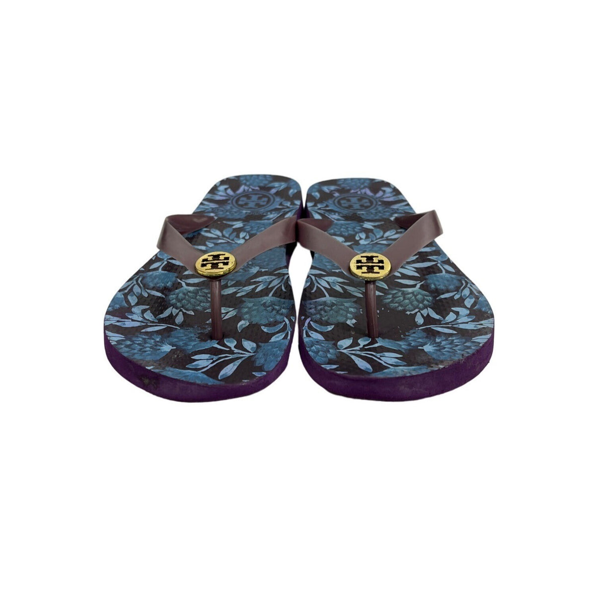 Tory Burch Women's Purple Leaves Print Sandals Sz S