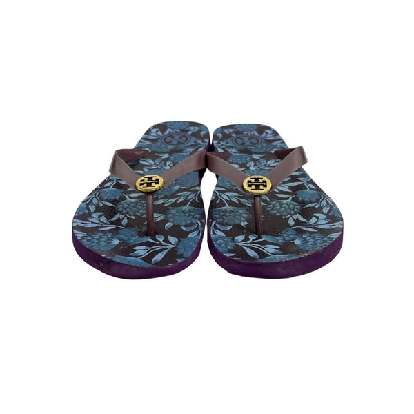 Tory Burch Women's Purple Leaves Print Sandals Sz S
