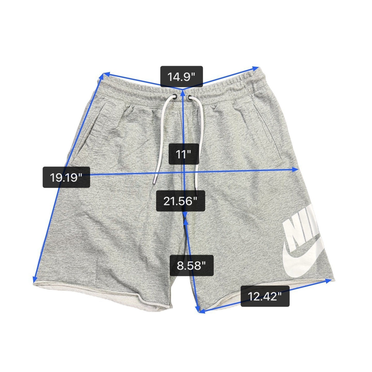 Nike Mens Grey Drawstring Athletic Shorts Casual Lightweight Logo Design Size L