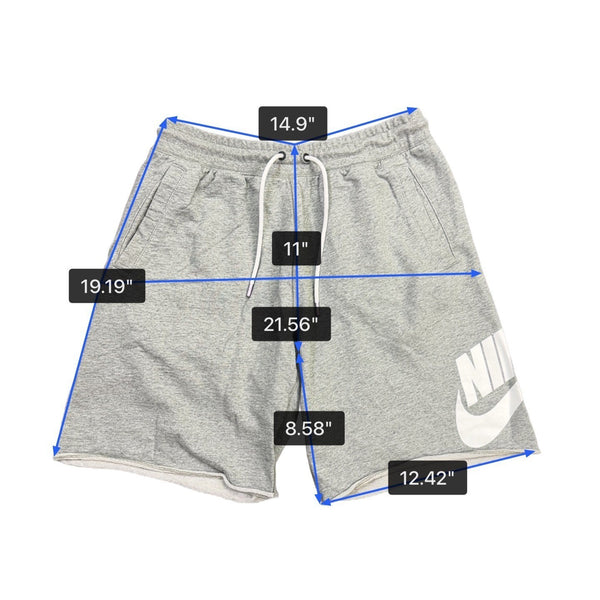 Nike Mens Grey Drawstring Athletic Shorts Casual Lightweight Logo Design Size L