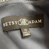 Betsy & Adam Womens Navy Cocktail Shift Dress With Metallic Lace Size 14