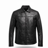 Duke Haband Mens Black Leather Jacket Large Zip Front Classic Design Size L