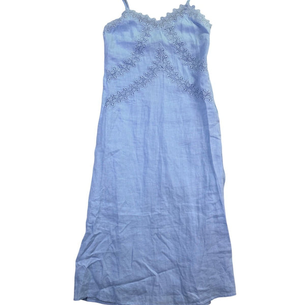 J.Crew Womens Light Blue Linen Dress Adjustable Straps Embroidered Lace Size P0