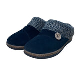 Clarks Women’s Black Suede & Brown Knit Collar Cozy Slip-On Slippers Size 9M