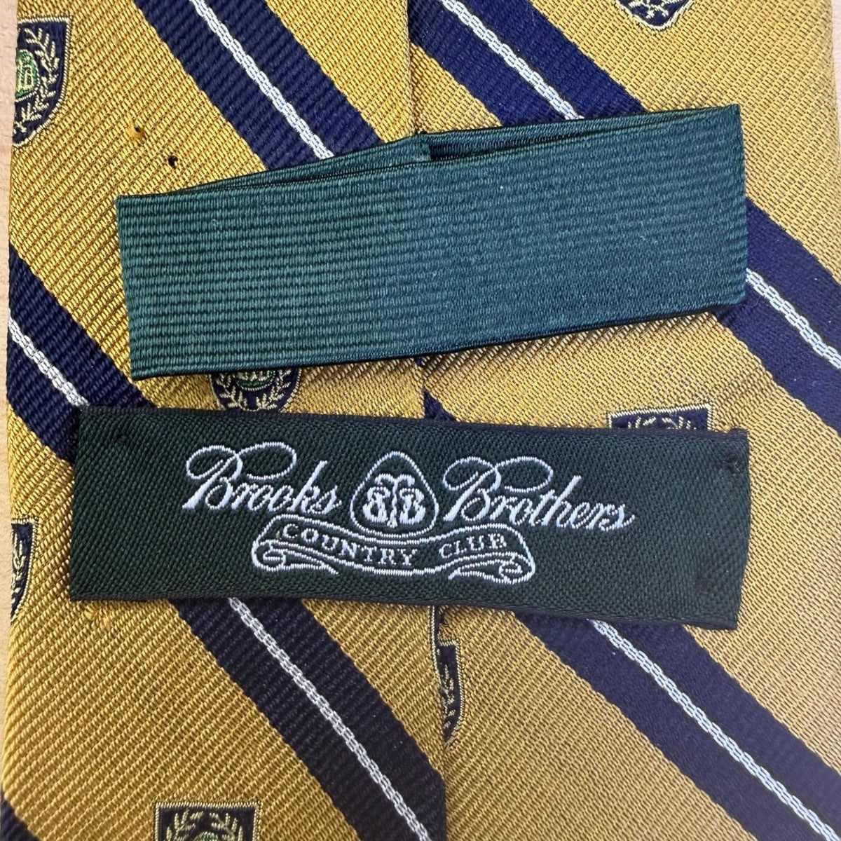 Brooks Brothers Mens Yellow & Blue Silk Striped Shield Pattern Tie