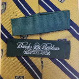 Brooks Brothers Mens Yellow & Blue Silk Striped Shield Pattern Tie