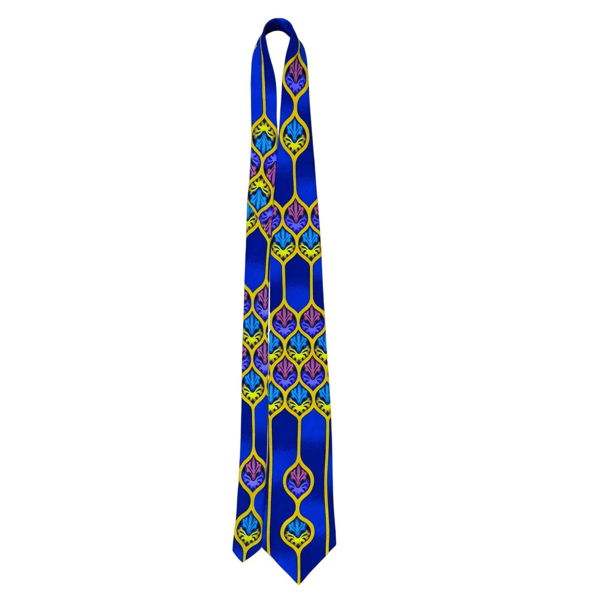 Rush Limbaugh No Bounderies Blue & Yellow Silk Geometric Pattern Necktie