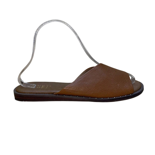 Franco Sarto Women’s Brown Leather Open Toe Slip-On  Riviera Sandals Size 7.5M