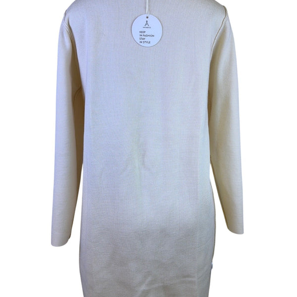 Anrabess Womens Beige Open Front Longline Cardigan Coat Pockets