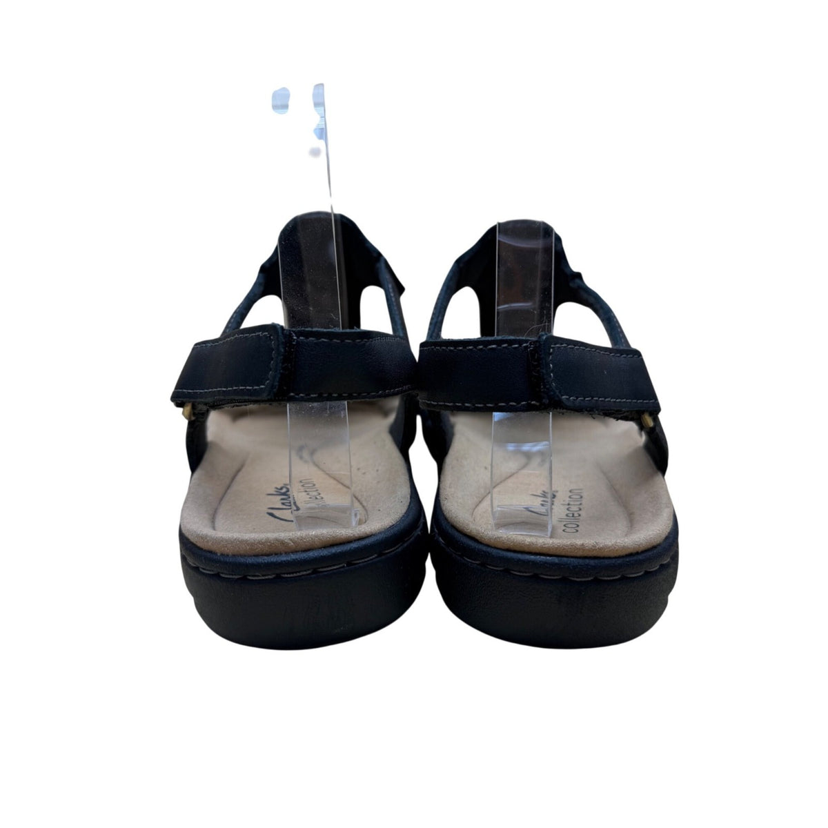 Clarks Women’s Black Leather Adjustable Strap Laurieann Kay Sandals Size 8.5M
