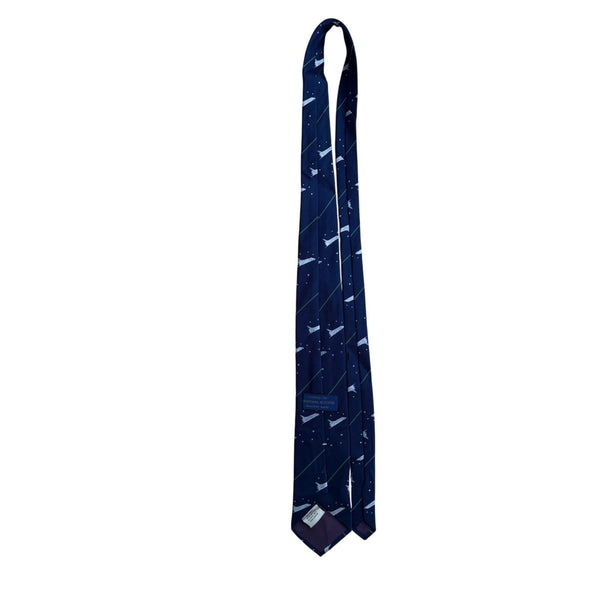 Smithsonian Mens Navy Silk/Poly Space Shuttle Tie Blue Starry NASA Design