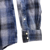 Lucky Brand Mens Blue Cotton Plaid Button-Up Western Shirt Front Pockets Size M