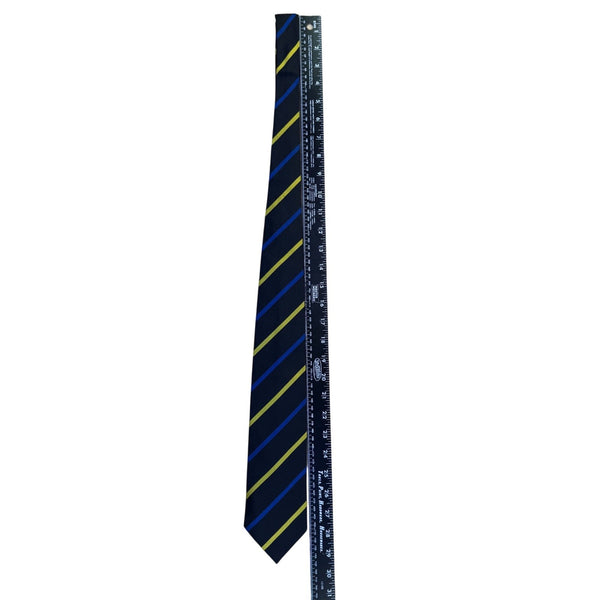 Ben Silver Mens Navy Silk Striped Tie Yellow & Blue All Occasion Imported Handma