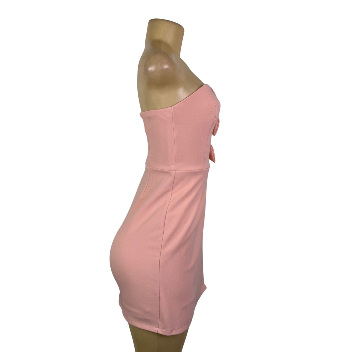 Aqua Womens Pink Polyester Strapless Mini Dress With Bow Accents Size S