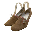 Miss Holmes Women’s Brown Suede Vintage-Style Lace-Up Block Heel Pumps 7.5