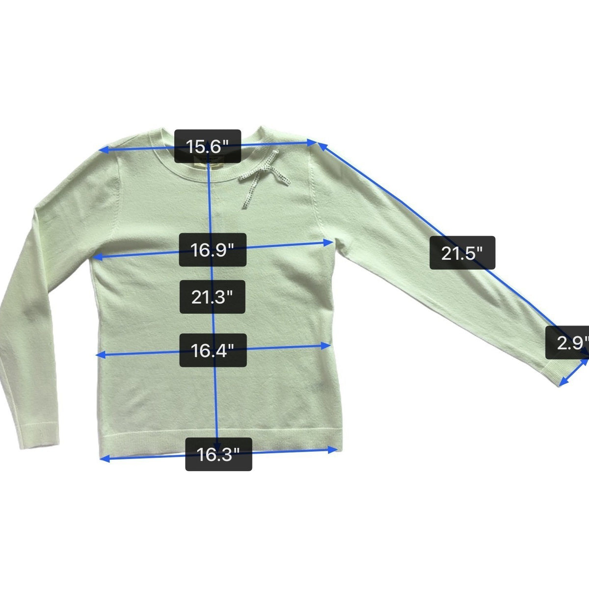 La Vila Milano Womens Eggshell Knit Sweater Bow Detail Long Sleeves Sz XS