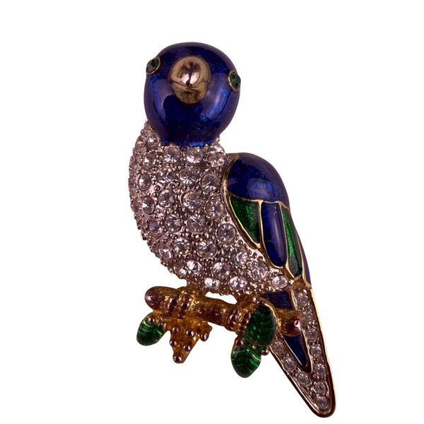Vintage Unknown Multicolor Various Metal Parrot Brooch Rhinestones Enamel Pin