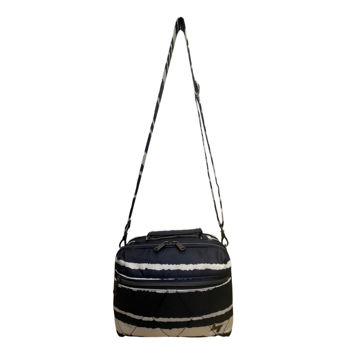 Lug Bebop Women’s Navy & White Adjustable Strap Quilted Striped Crossbody Bag
