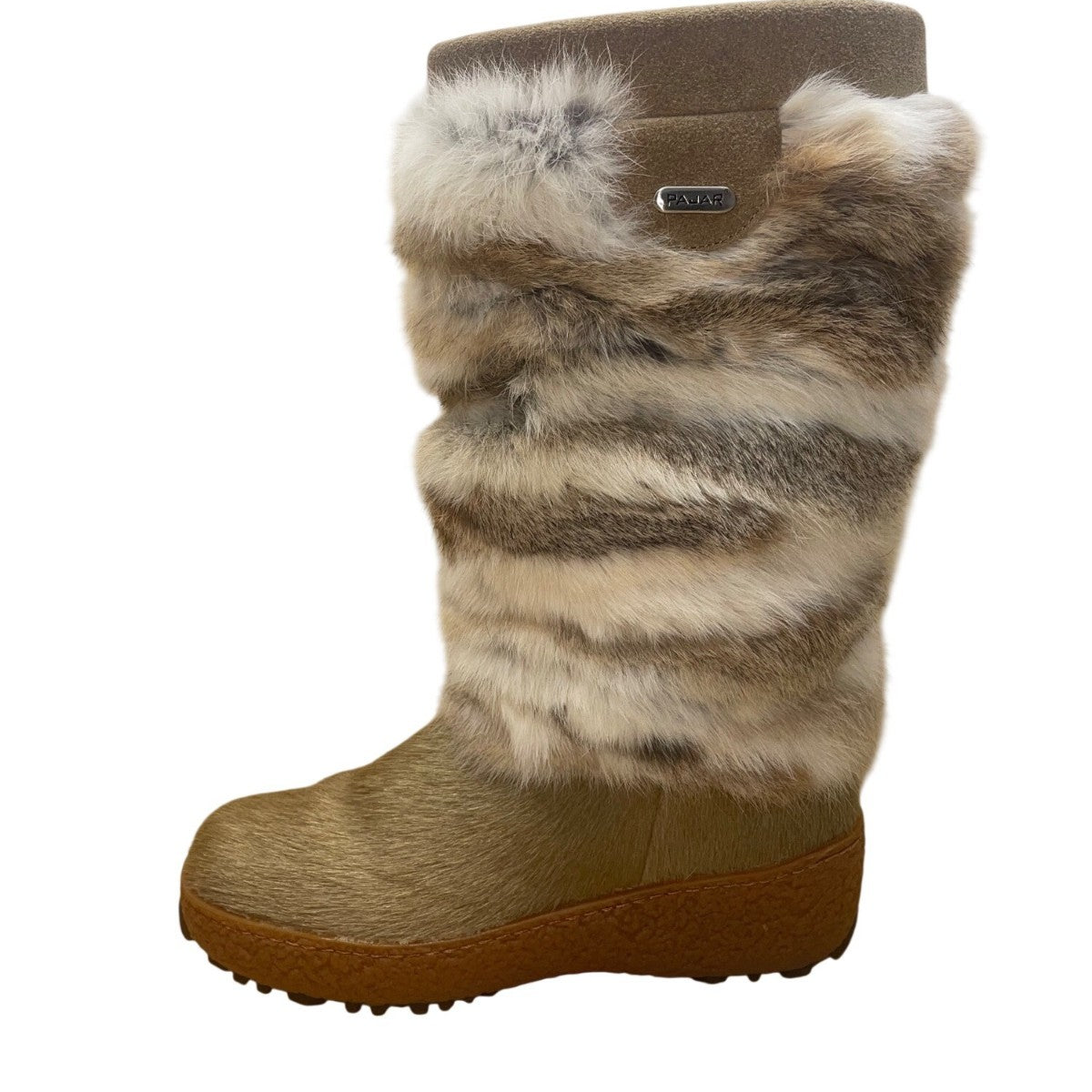 Pajar Women’s Brown & White Fur Knee High Winter Boots Size 40