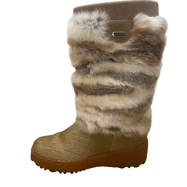 Pajar Women’s Brown & White Fur Knee High Winter Boots Size 40