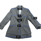 Yaly Couture Womens Gray Blazer & Pleated Skirt Suit Two-Piece Formal Set