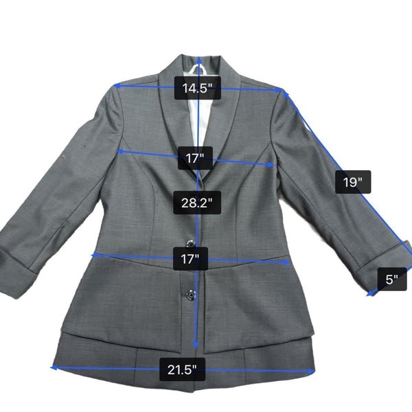 Yaly Couture Womens Gray Blazer & Pleated Skirt Suit Two-Piece Formal Set